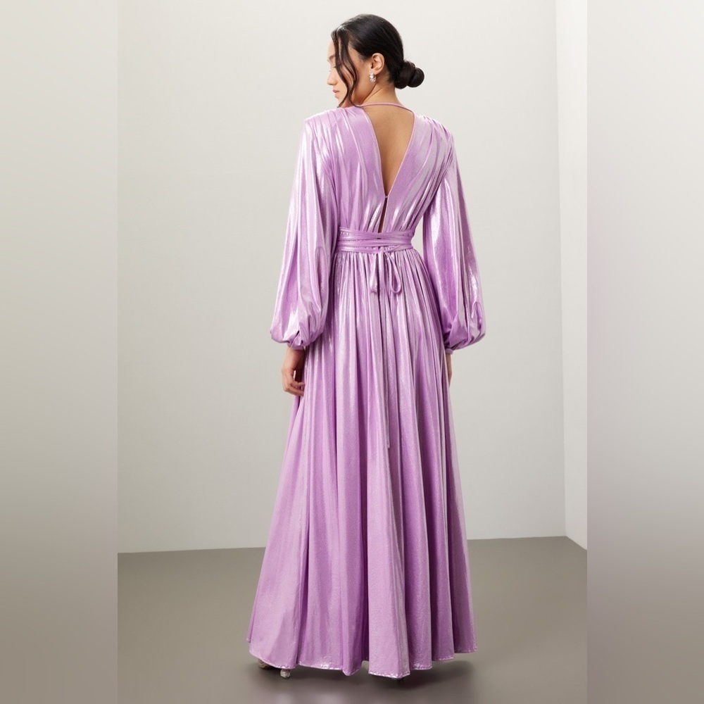 New! Bronx and Banco Zoe Lilac Metallic Maxi Gown💜 Purple/Pink 💜 Medium - Picture 9 of 16